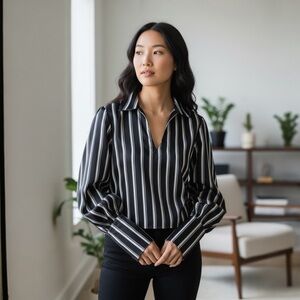 CISSA V-Veck Stripe Shirt Shadow Stripe L